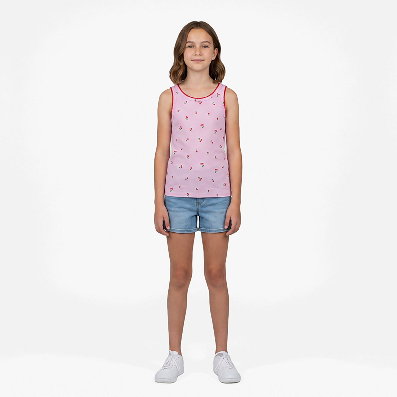 BCG Girls’ Blanket Stitch Printed Rib Tank