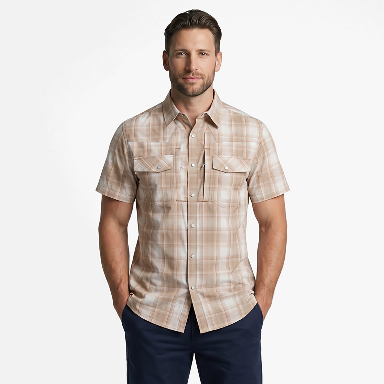 Magellan Men's Pecos River Plaid Short Sleeve Shirt