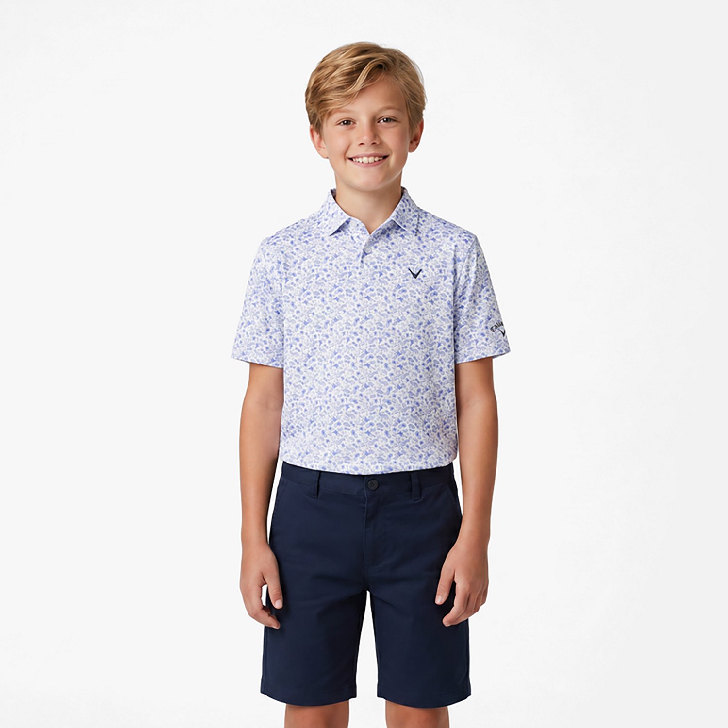 Callaway Boys' Tropical Music Allover Print Polo Shirt