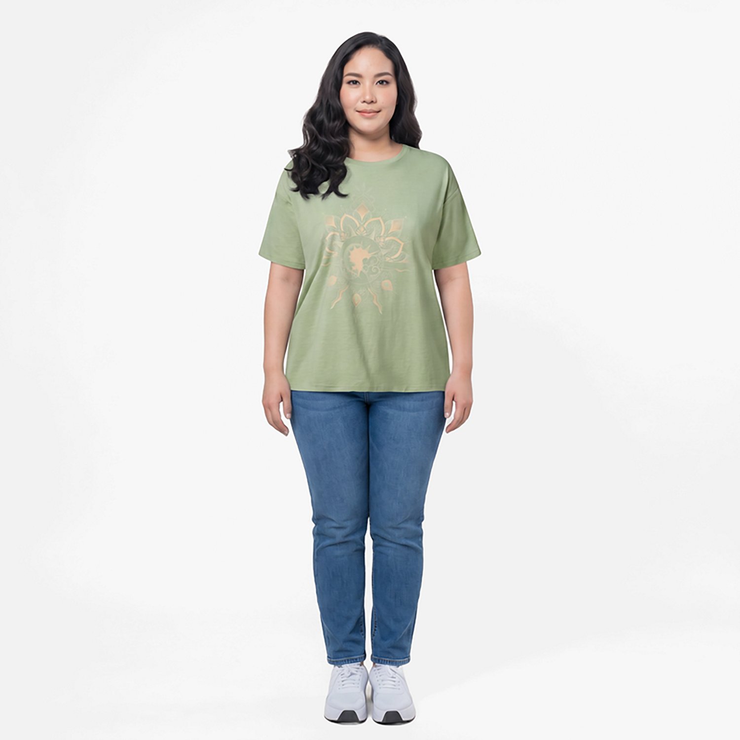 Live Outside the Limits Women's Sun Moon Mandala Oversized Graphic T-shirt