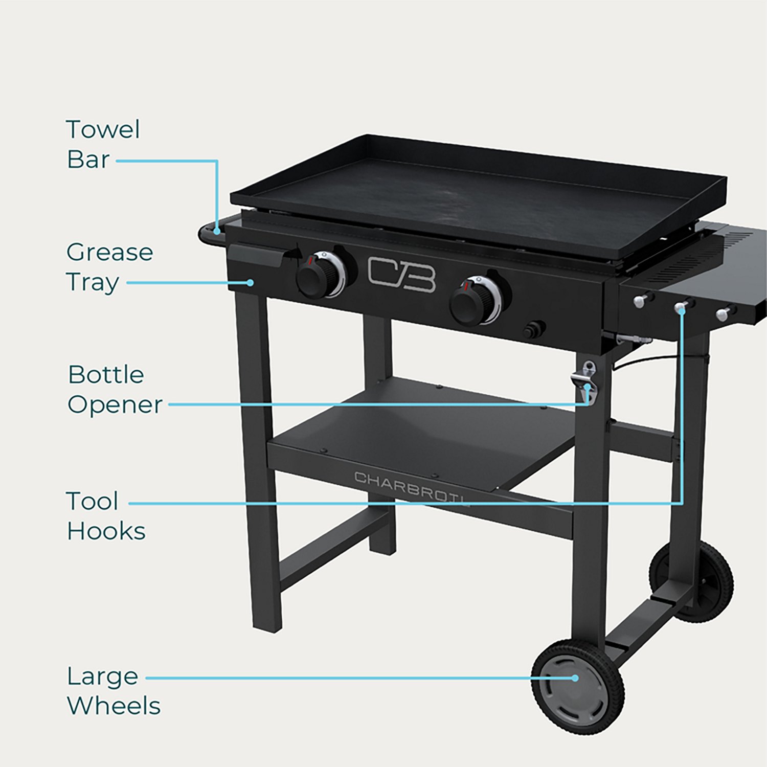 Charbroil 28" 2-Burner Gas Griddle with Cart and Hard Cover - view number 3