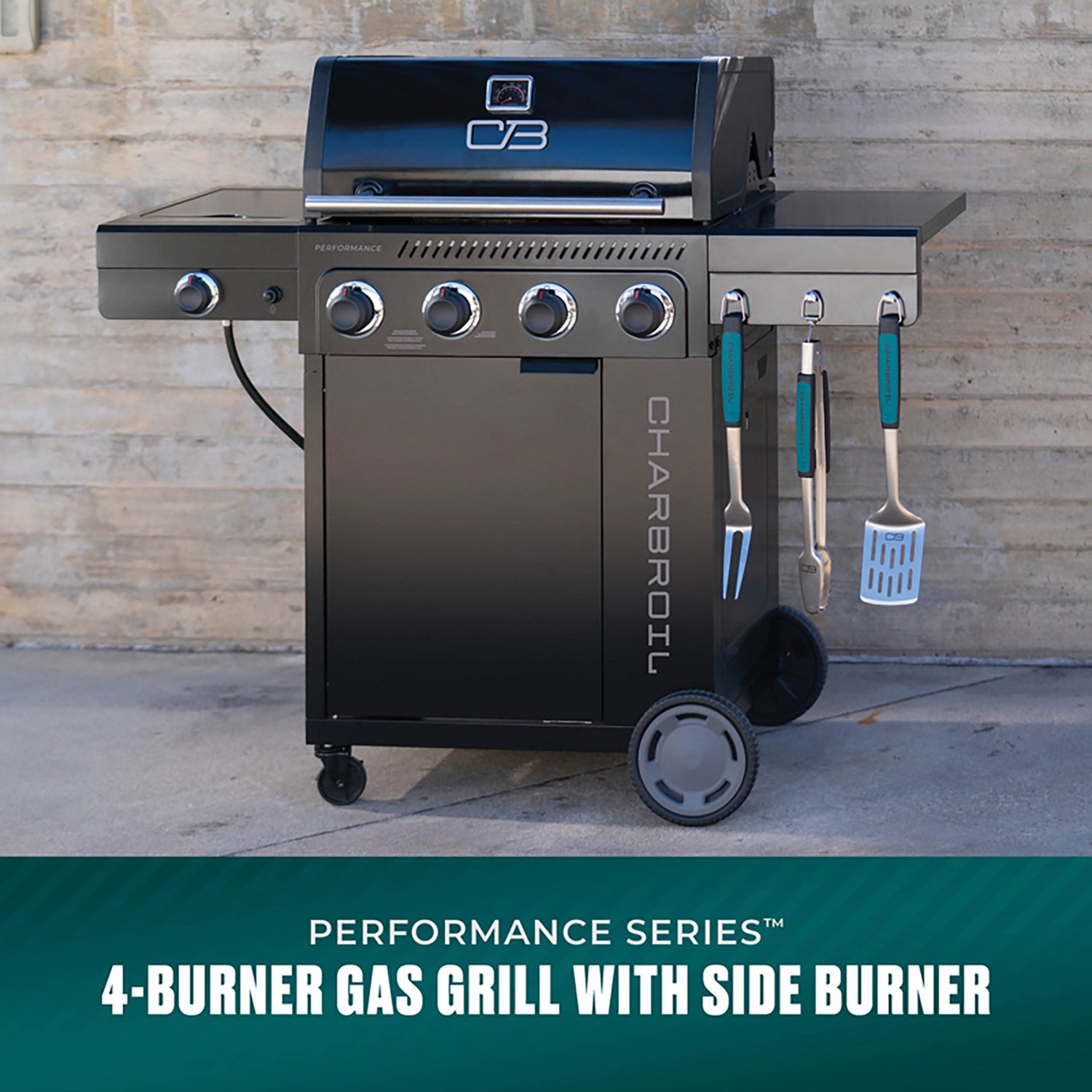 Charbroil Performance Series™ FlavorMax™ 4 Burner Gas Grill Cabinet with Side Burner Black Stainless - view number 2