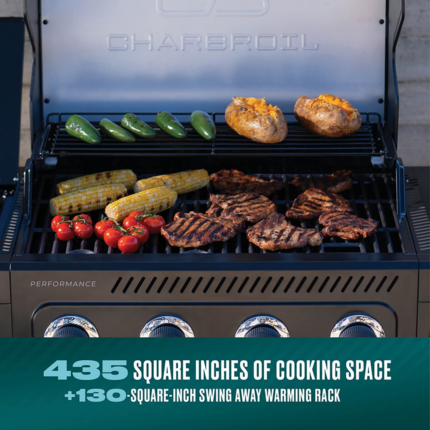 Charbroil Performance Series™ FlavorMax™ 4 Burner Gas Grill Cabinet with Side Burner Black Stainless - view number 4