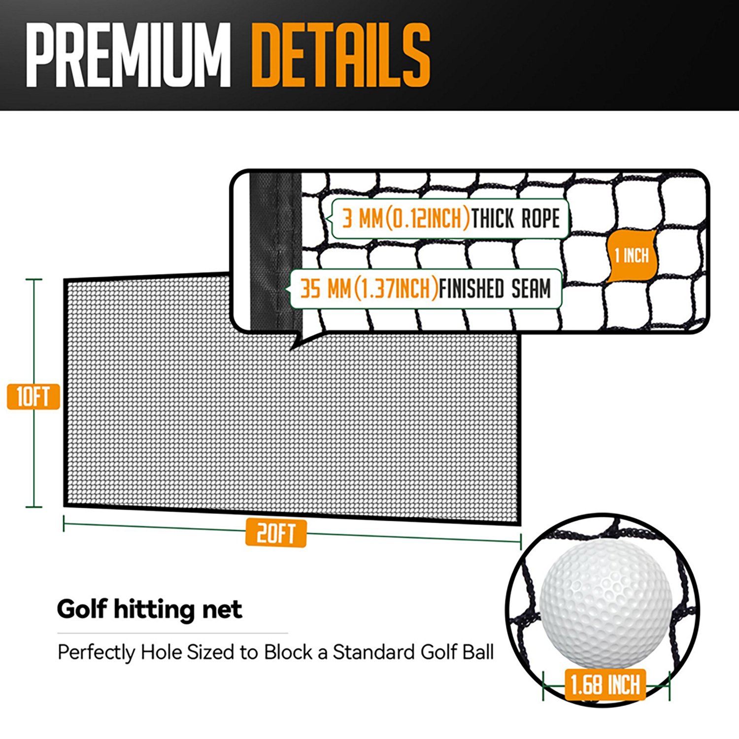 Zealfeel 10 x 20 ft Golf Practice Net Kit - view number 4