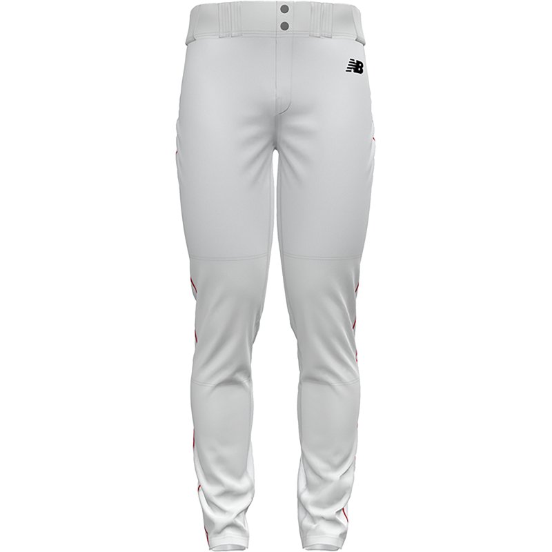 New Balance Men's Adversary 2 Tapered Piped Baseball Pants, Medium, White/Red