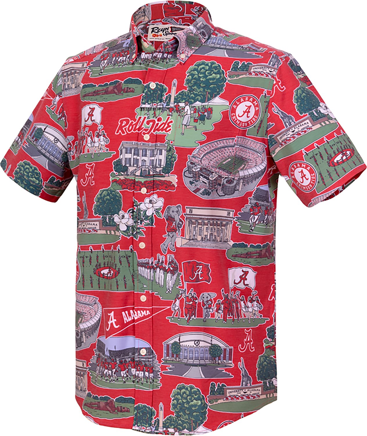 Reyn Spooner Men's Alabama Crimson Tide Scenic Performance Button Down Short Sleeve Shirt