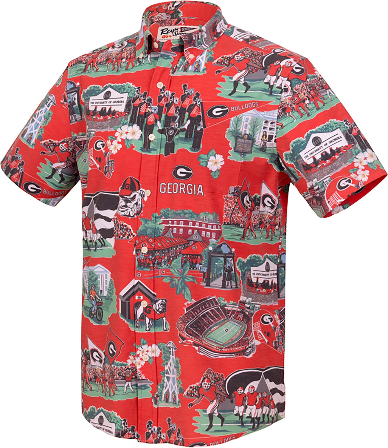Reyn Spooner Men's Georgia Bulldogs Scenic Performance Button Down Short Sleeve Shirt