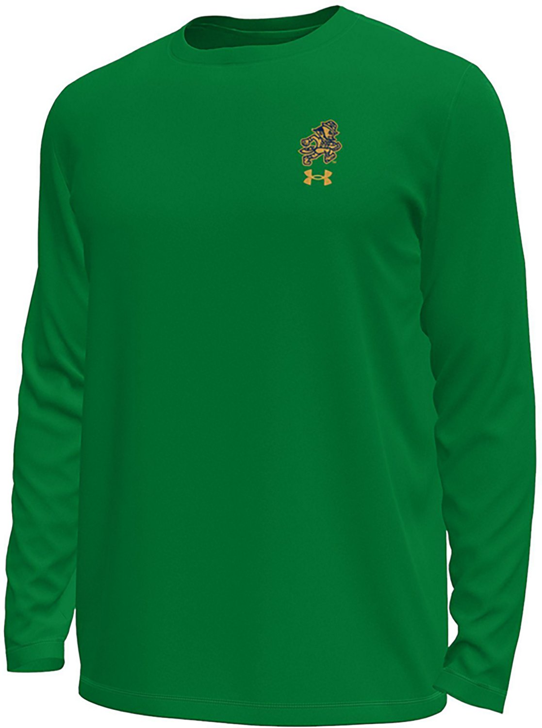 Under Armour Men's University of Notre Dame Wear Green Mascot Tech Stretch Long Sleeve T-shirt