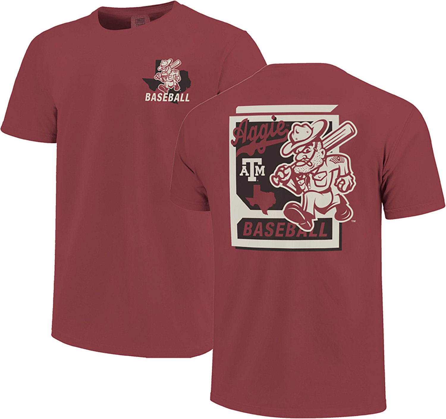 Image One Men's Texas A&M University Baseball Card Mascot CC DS Short Sleeve T-shirt - view number 3