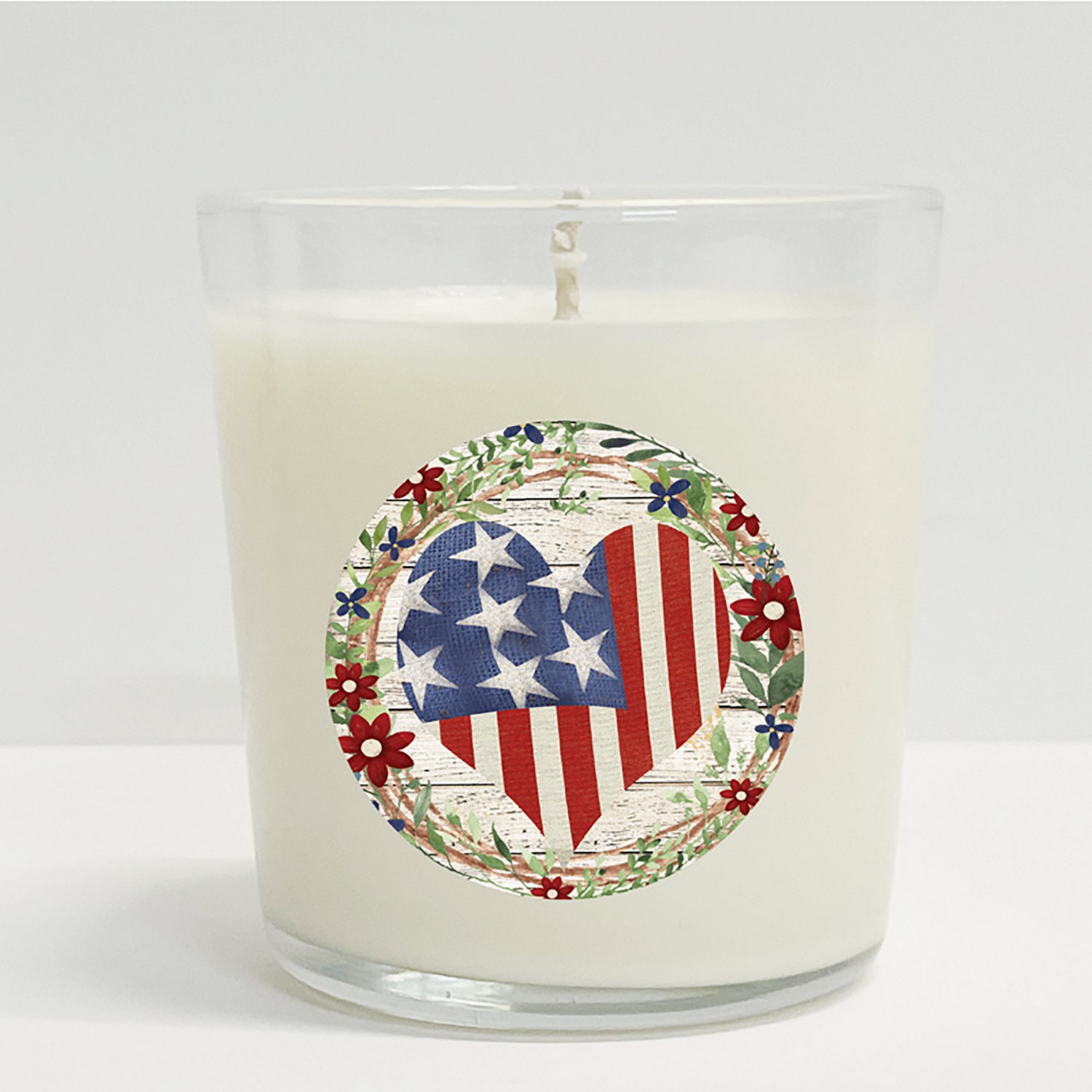 Courtside Market Celebrate 250 Patriotic Heart Wreath 10 oz Citronella Soy Wax Candle with Wounded Warrior Project