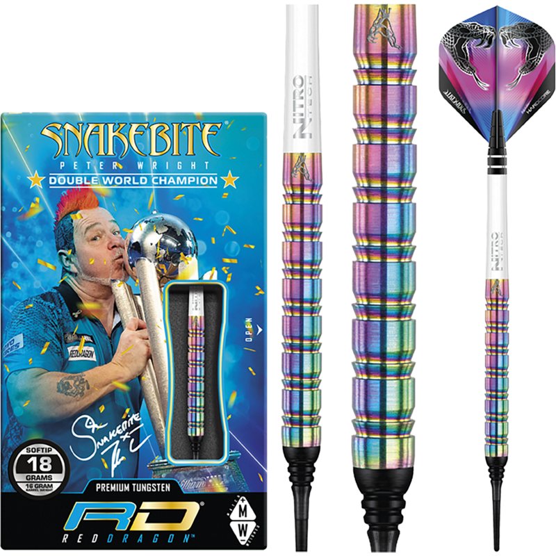 Red Dragon Peter Wright Snakebite 1 18 g Steel Tip Darts Set