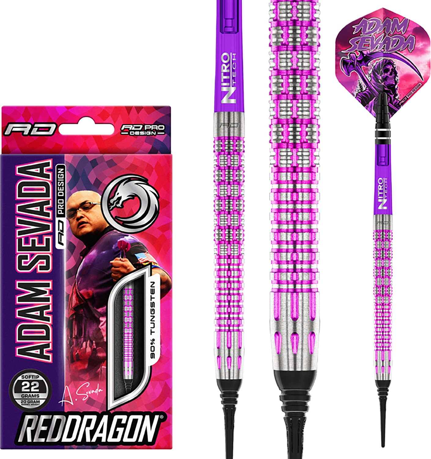 Red Dragon Adam Sevada 90% Tungsten 22 g Steel Tip Darts Set - view number 3