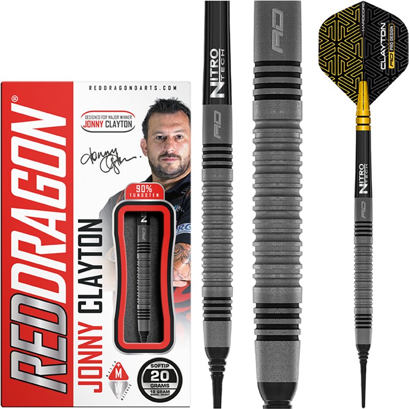Red Dragon Jonny Clayton Oxide Edition 20g Darts, Black