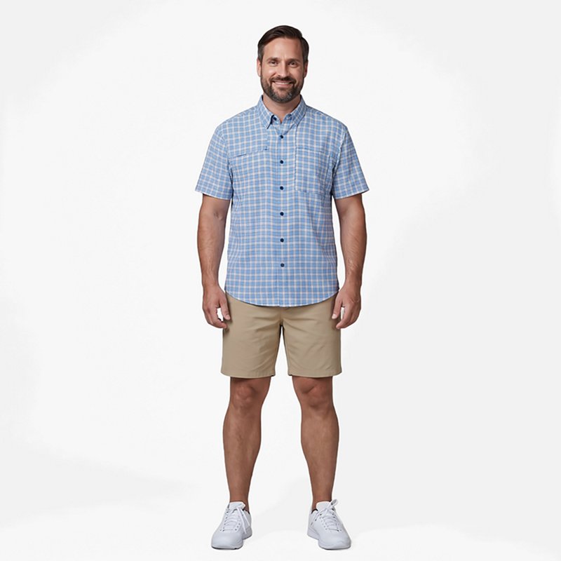 Magellan Outdoors Men's Aransas Plaid Short Sleeve Fishing T-shirt