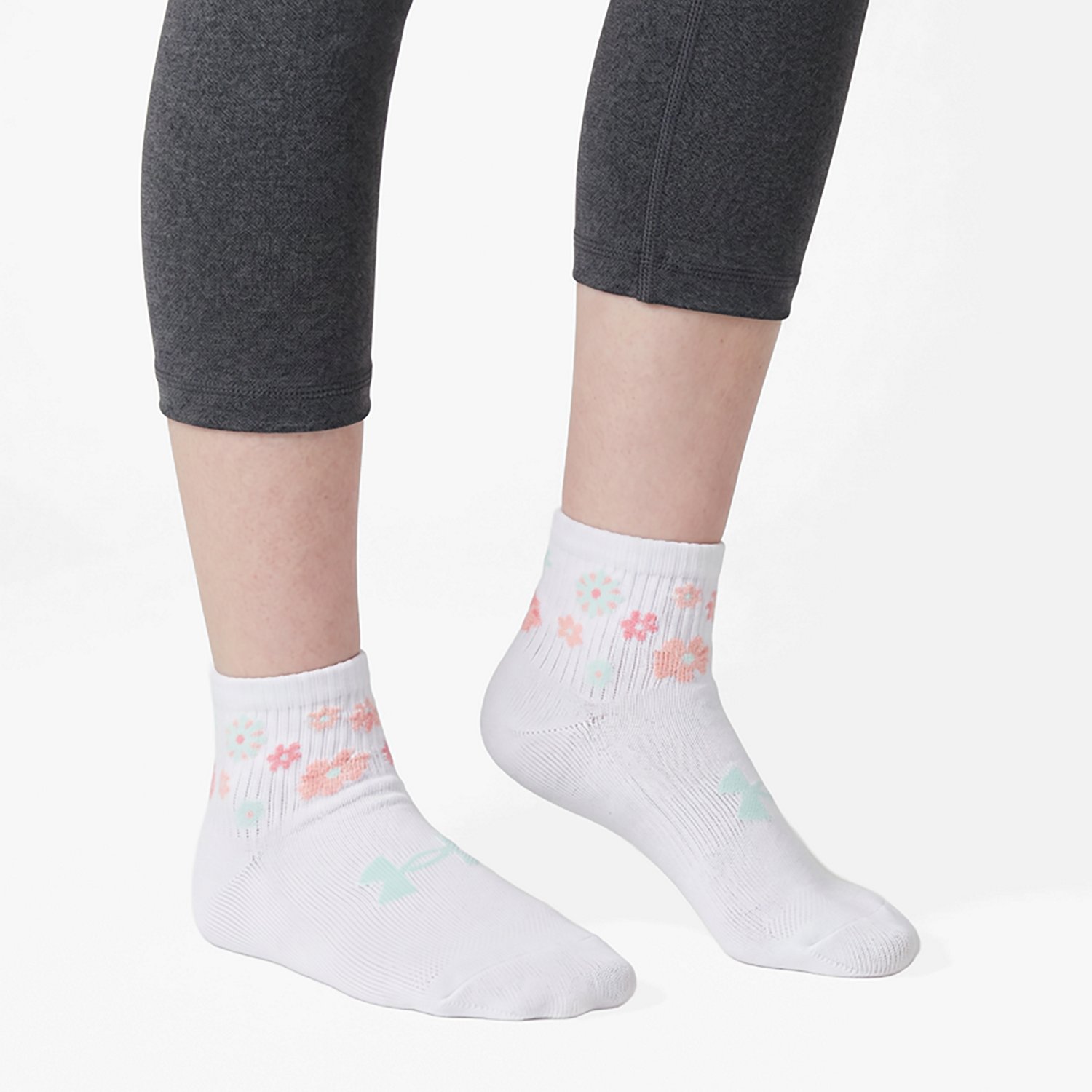 Under Armour Kids' Essential Floral Quarter Socks 6-Pack - view number 4