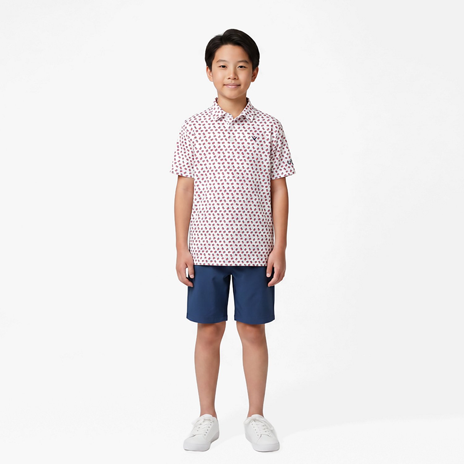 Callaway Boys' Multi-Flag Allover Print Polo Shirt