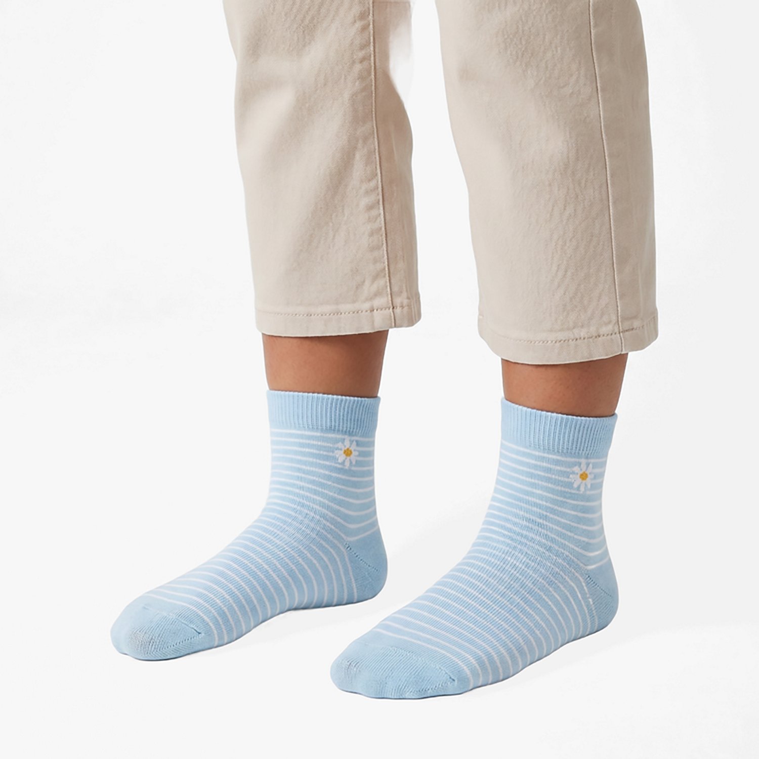 BCG Girls' Florals and Stripes Quarter Socks 6-Pack