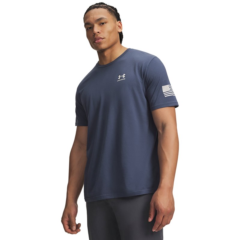 Under Armour Men's Freedom Flag Graphic T-Shirt, Medium, Downpour Gray/Summit White