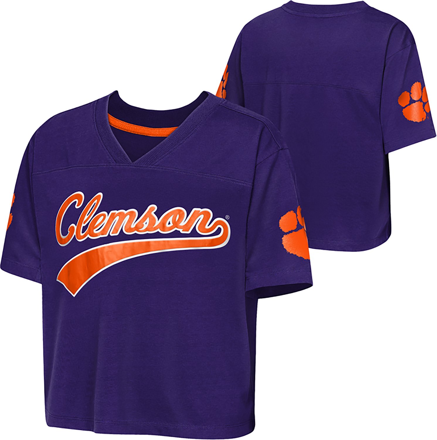 Outerstuff Girls' Clemson University Cropped Football Top - view number 3
