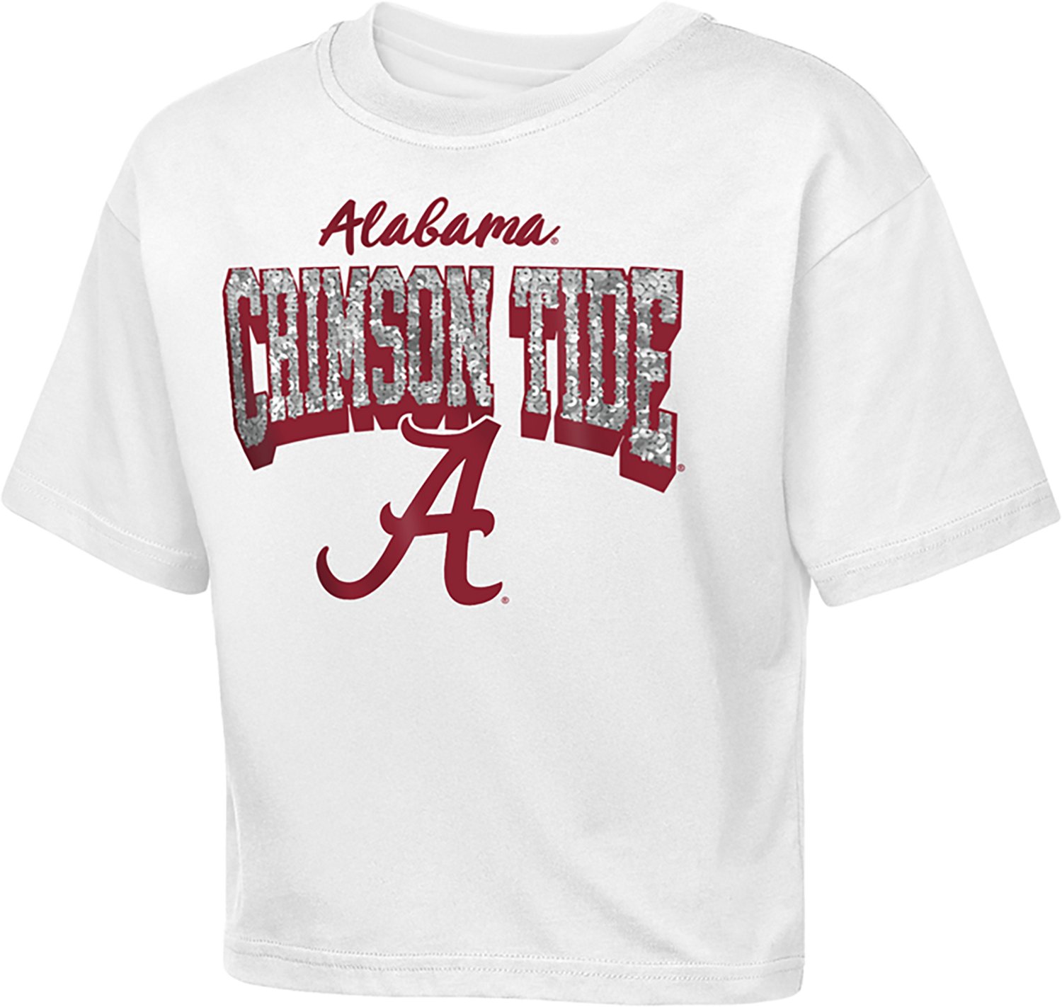 Outerstuff Girls' University of Alabama Sequin Cheer Boxy Graphic T-shirt