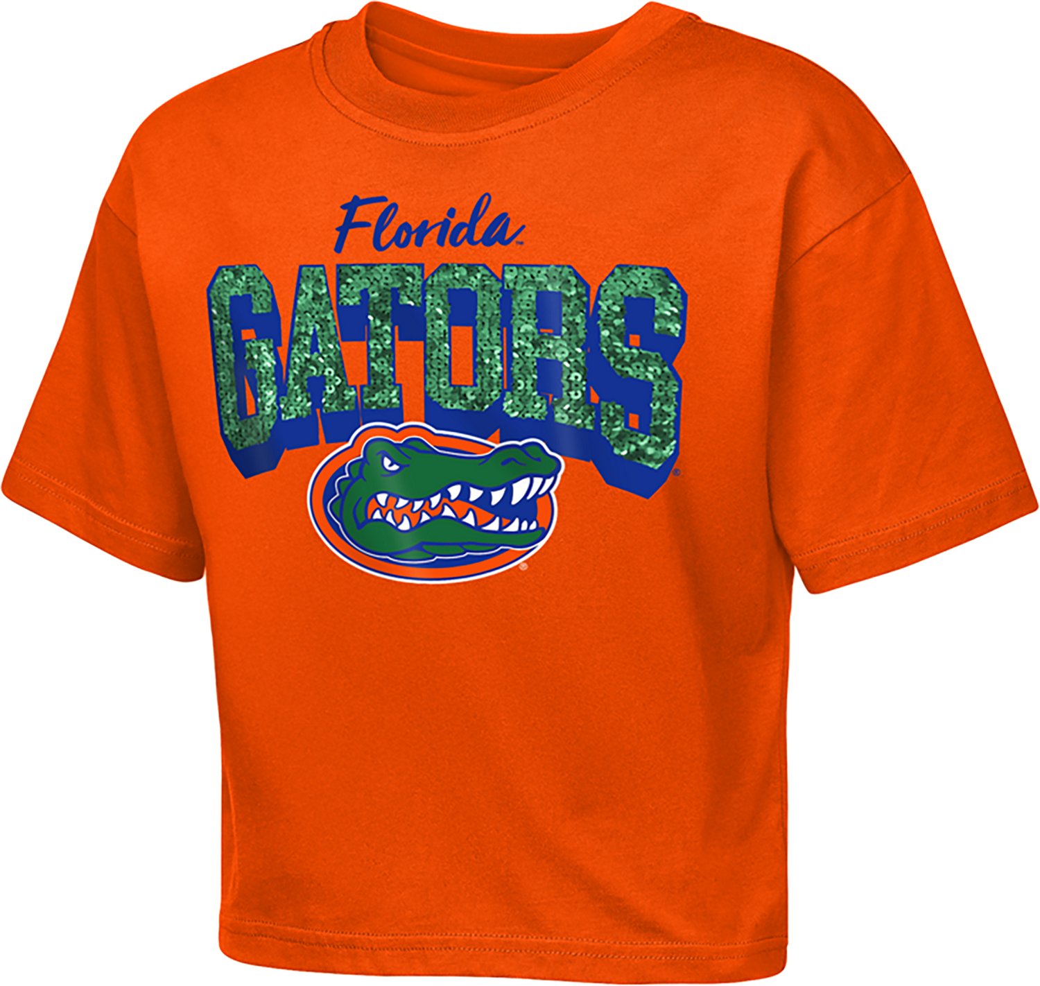 Outerstuff Girls' University of Florida Sequin Cheer Boxy Graphic T-shirt