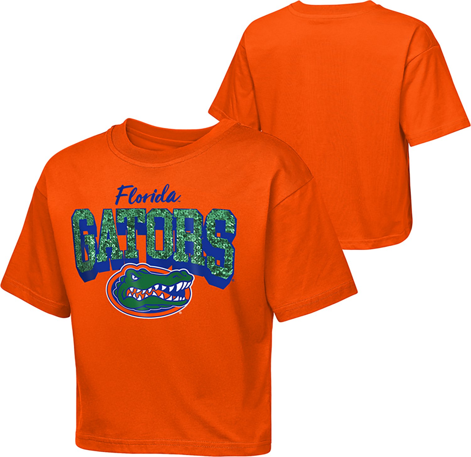 Outerstuff Girls' University of Florida Sequin Cheer Boxy Graphic T-shirt - view number 3