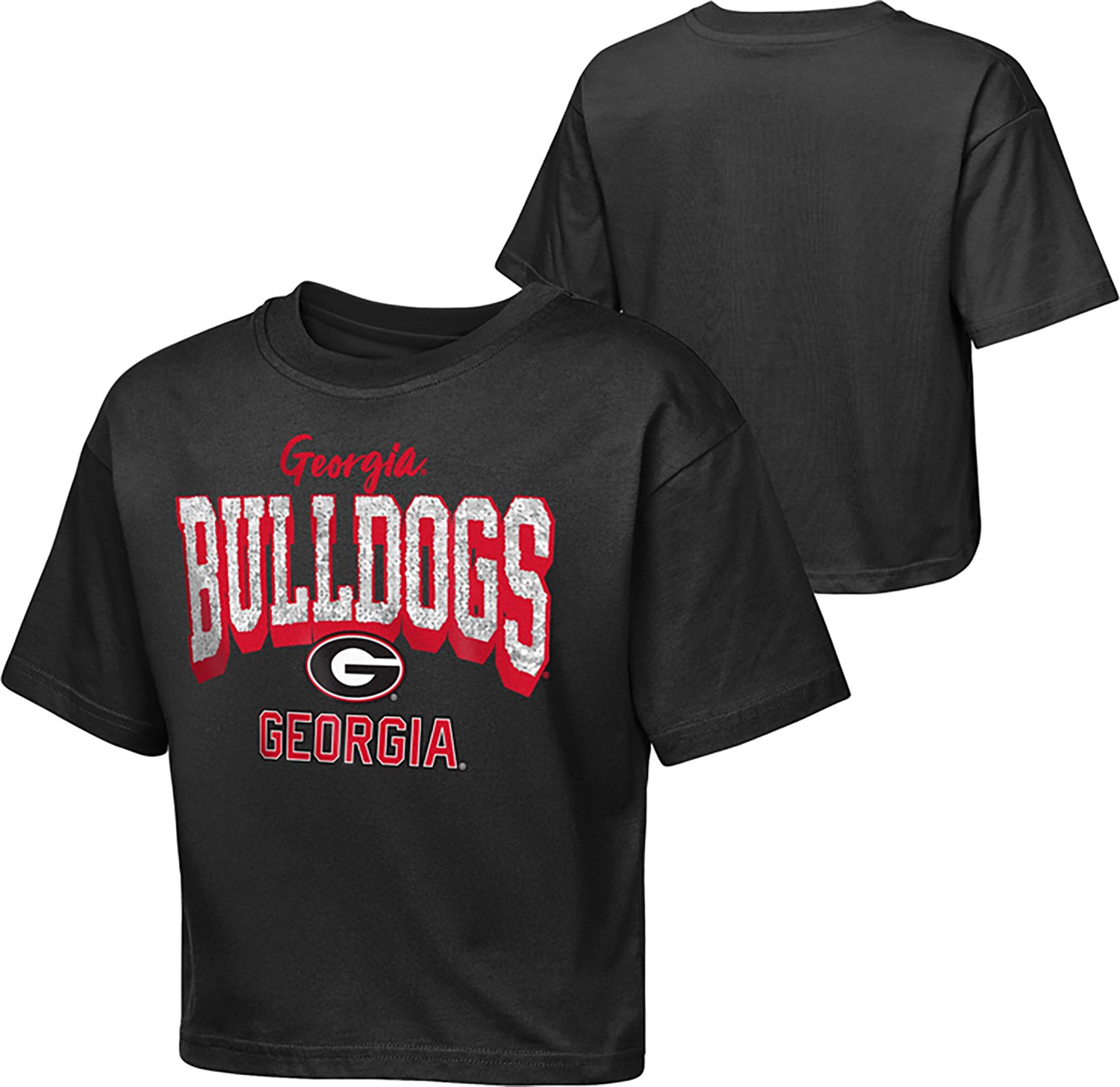 Outerstuff Girls' University of Georgia Sequin Cheer Boxy Graphic T-shirt