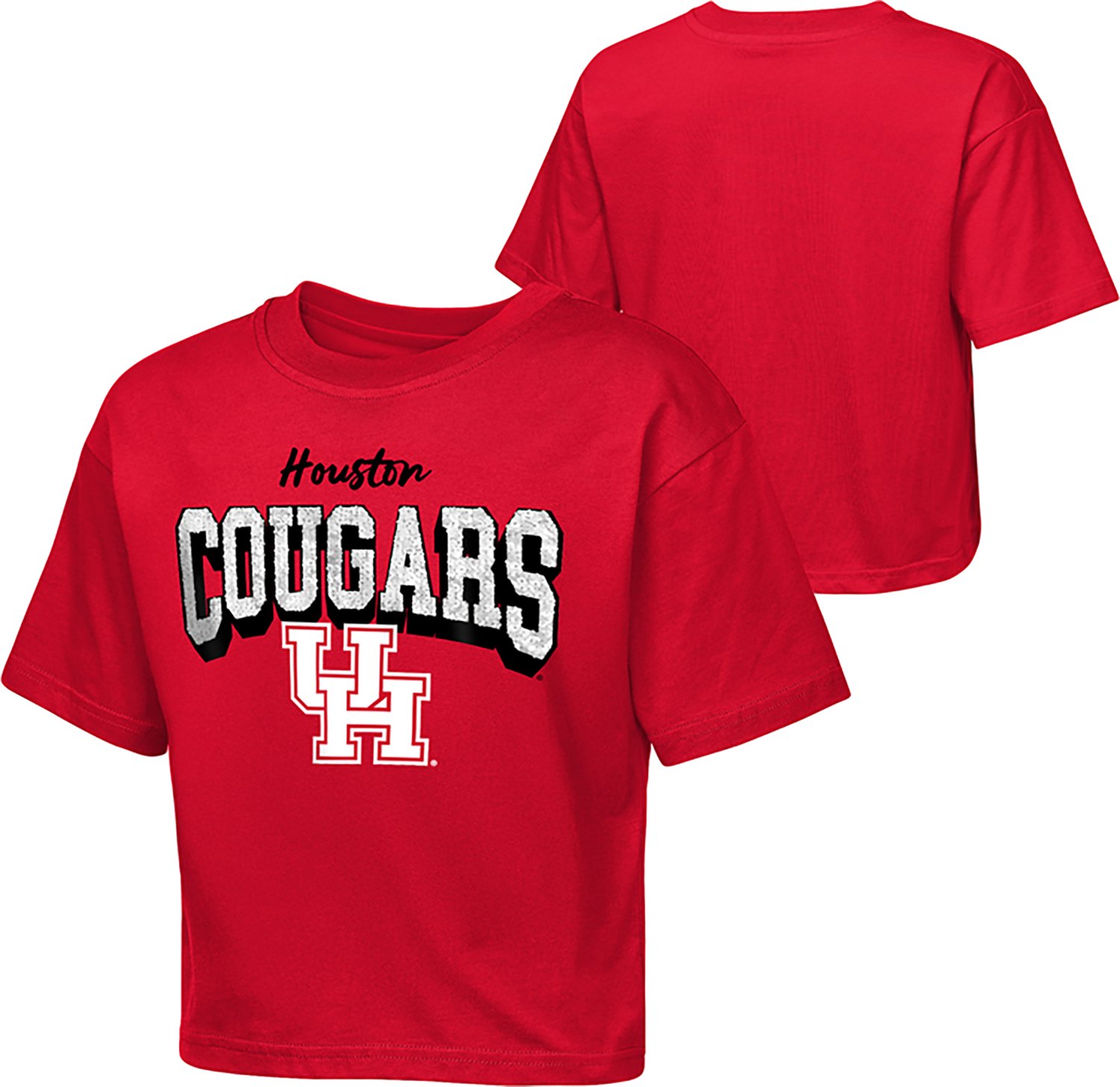 Outerstuff Girls' University of Houston Sequin Cheer Boxy Graphic T-shirt - view number 3