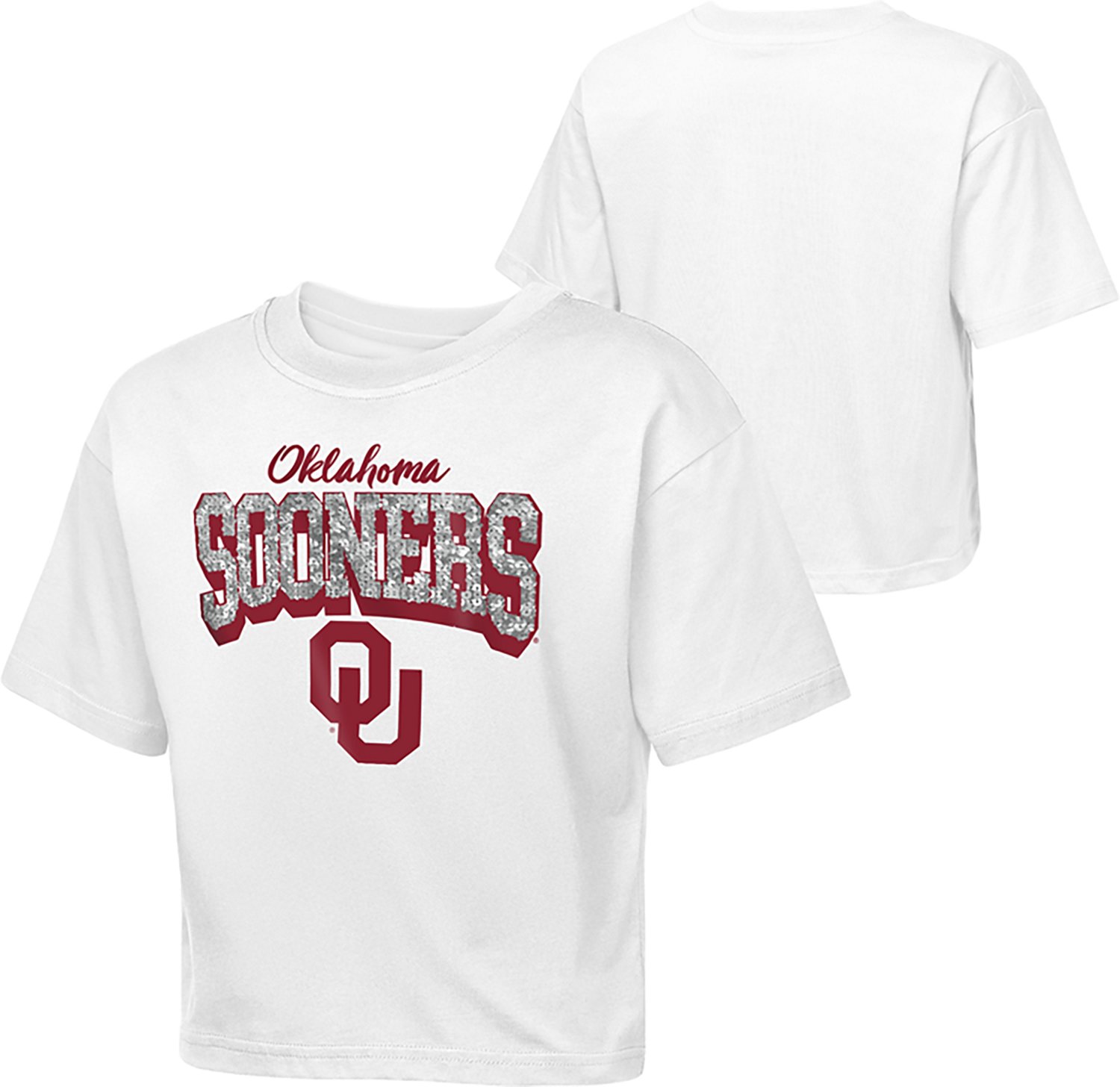 Outerstuff Girls' University of Oklahoma Sequin Cheer Boxy Graphic T-shirt - view number 3