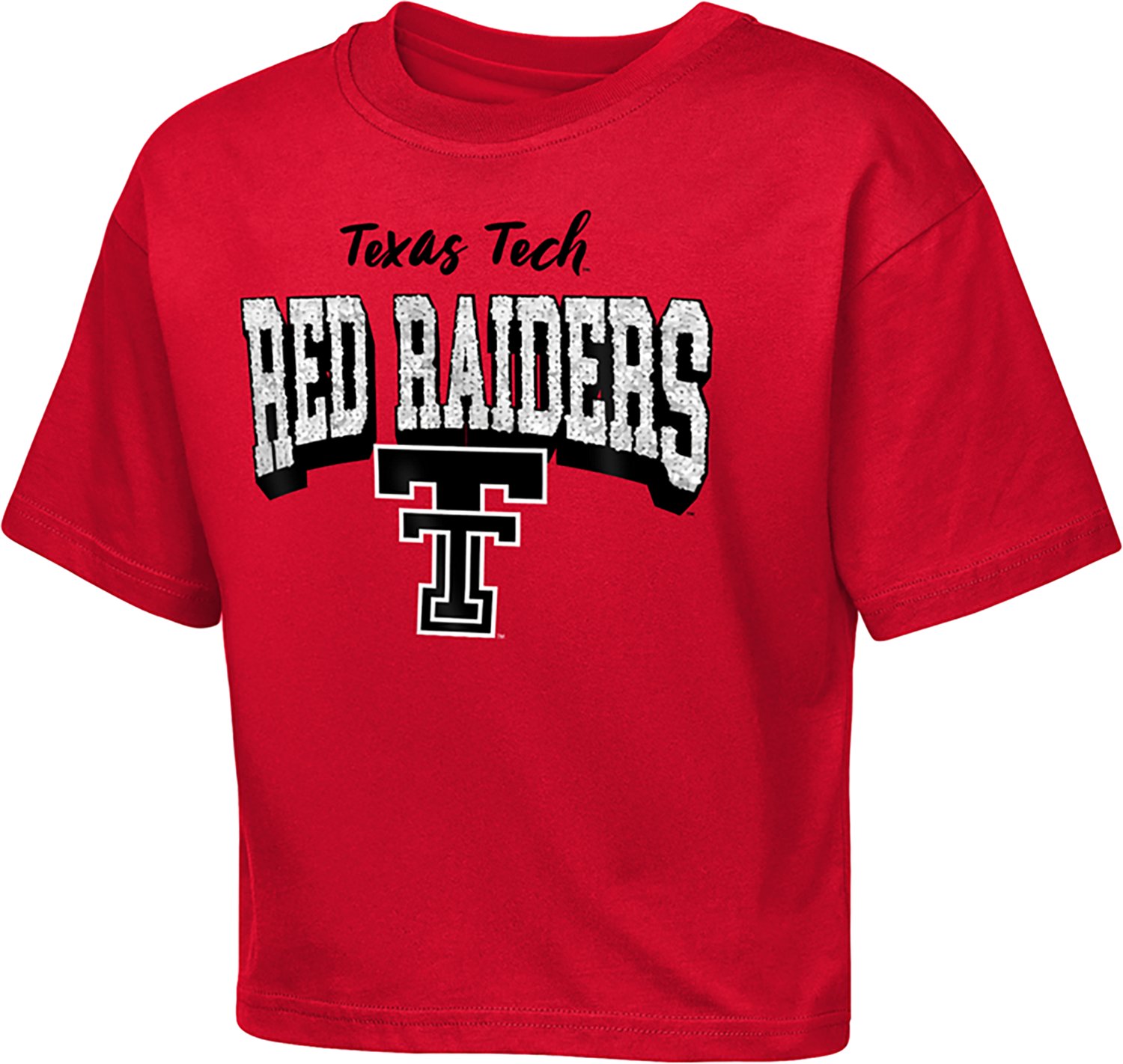 Outerstuff Girls' Texas Tech University Sequin Cheer Boxy Graphic T-shirt