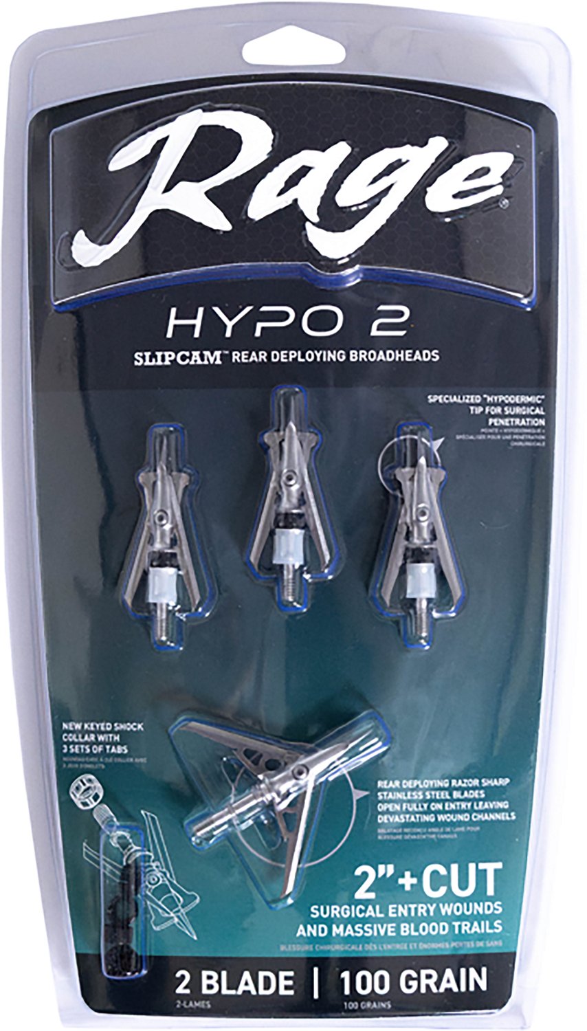 RAGE Hypo 2 Series 100gr Broadhead 4-Pack