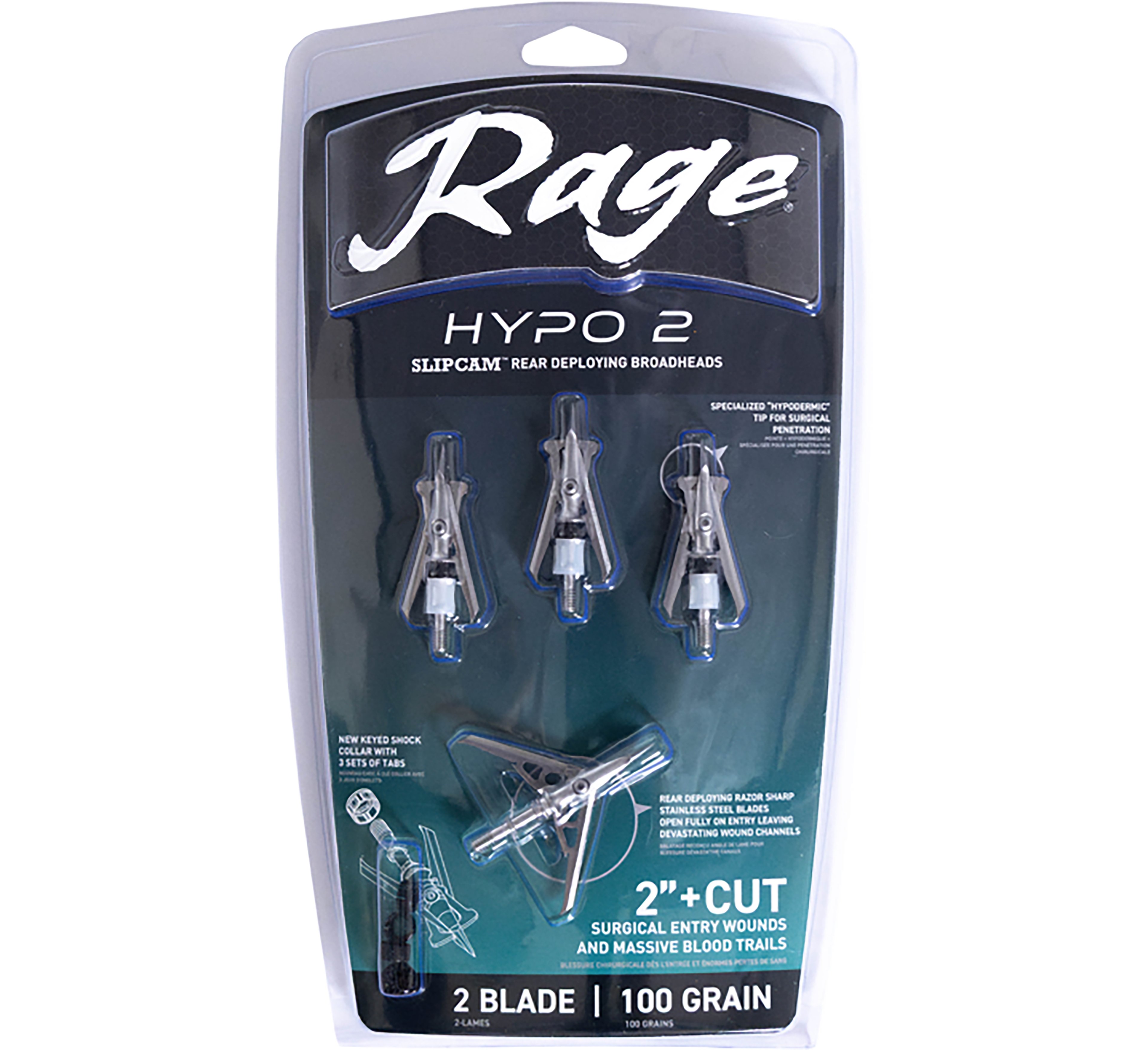 RAGE Hypo 2 Series 100gr Broadhead 4-Pack