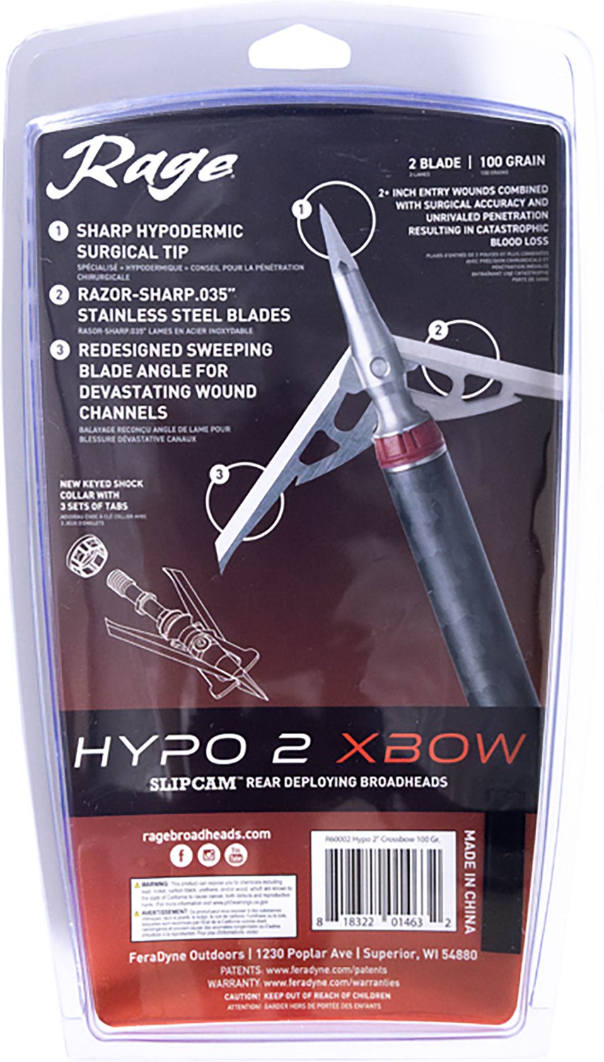 RAGE Hypo 2 Series XB 100gr Broadhead 4-Pack - view number 4
