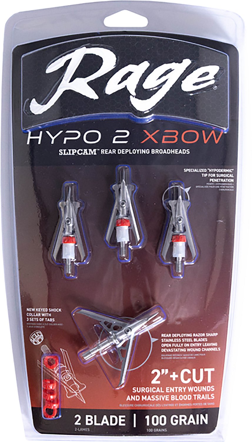 RAGE Hypo 2 Series XB 100gr Broadhead 4-Pack - view number 5