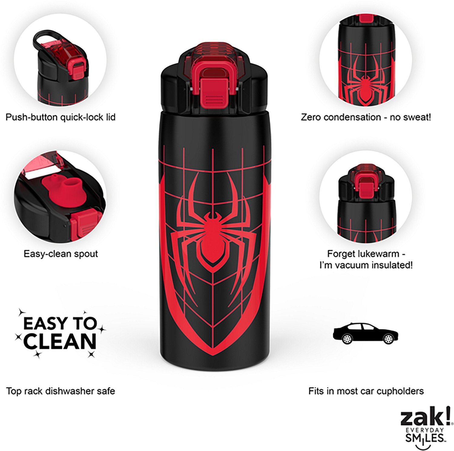 Zak Designs Spider-Man 19 oz Stainless Steel Vacuum Jubilee Water Bottle - view number 6