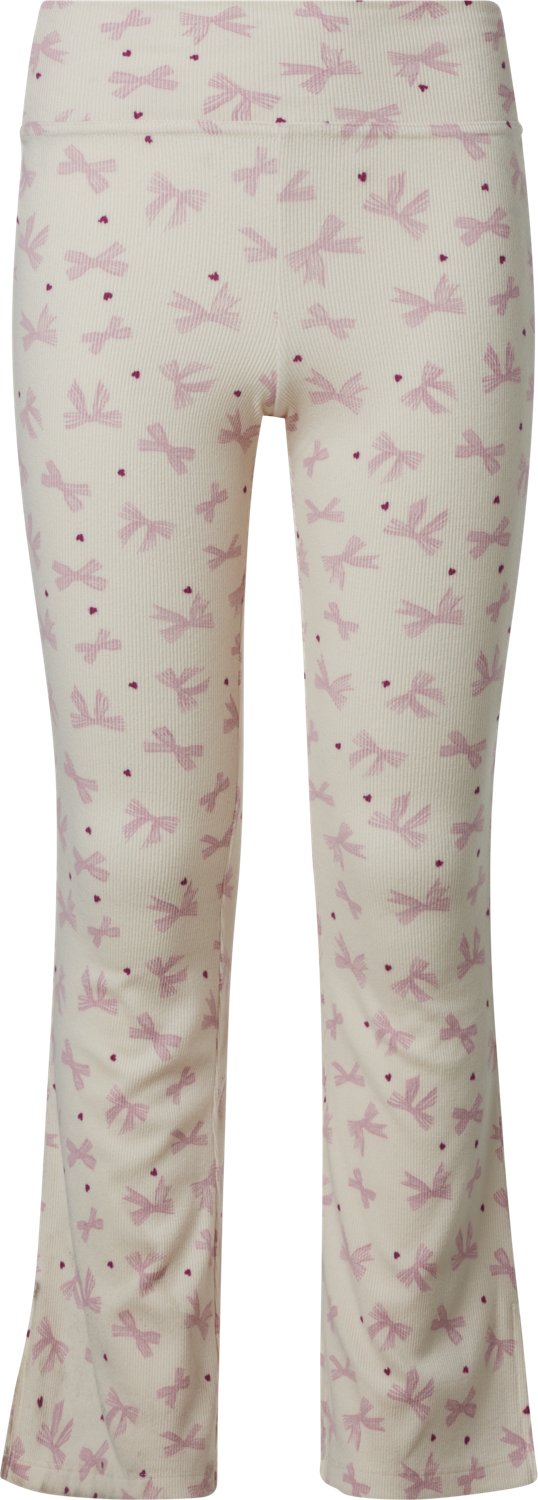 BCG Girls' Rib Slit Print Flare Leggings