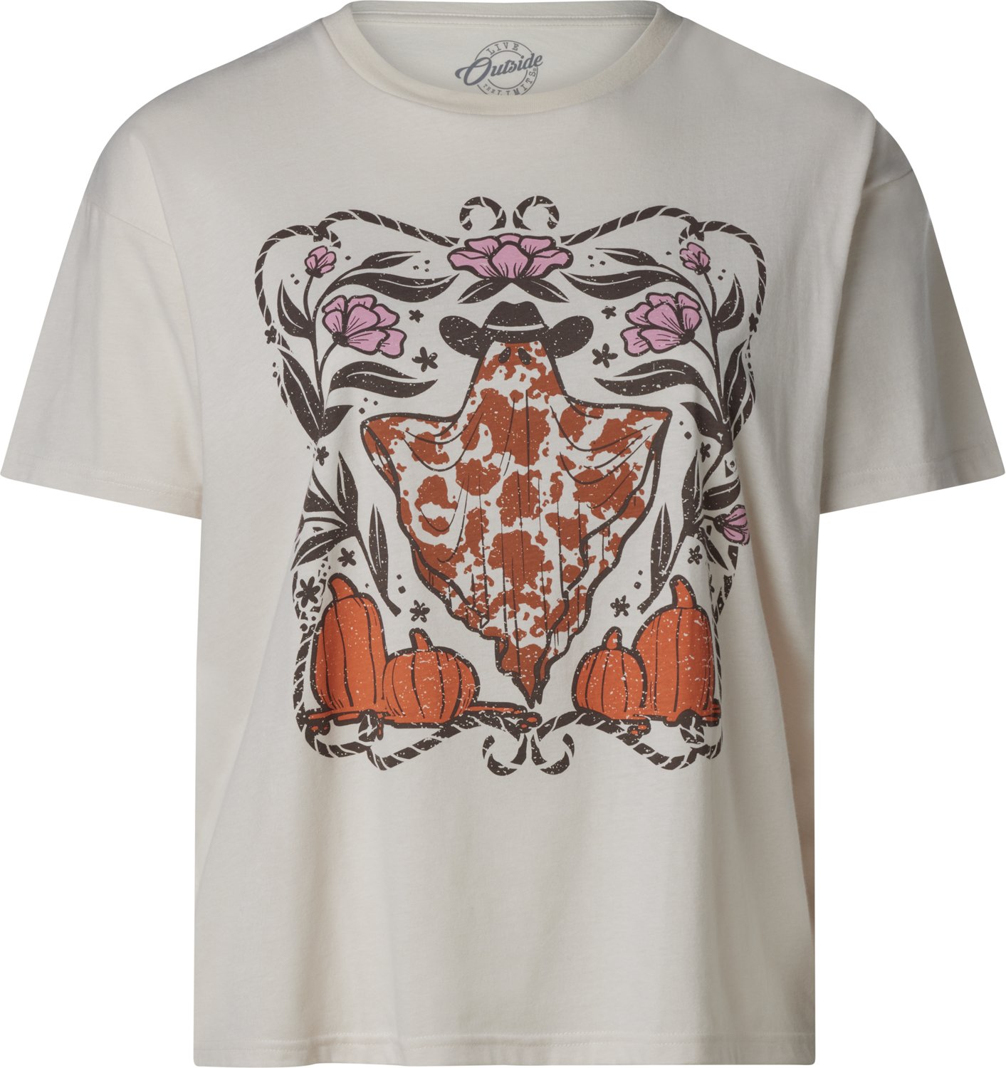 Live Outside the Limits Women's Spooky Cowboy Ghost Oversized Graphic T-shirt