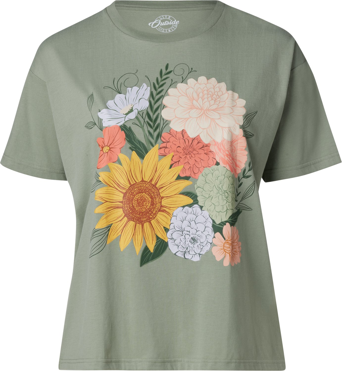 Live Outside the Limits Women's Pretty Flowers Oversized Graphic T-shirt