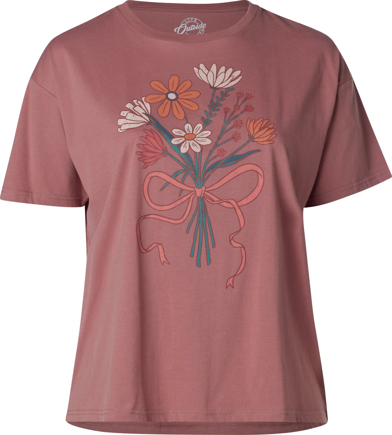 Live Outside the Limits Women's Ribbon Bouquet Oversized Graphic T-shirt