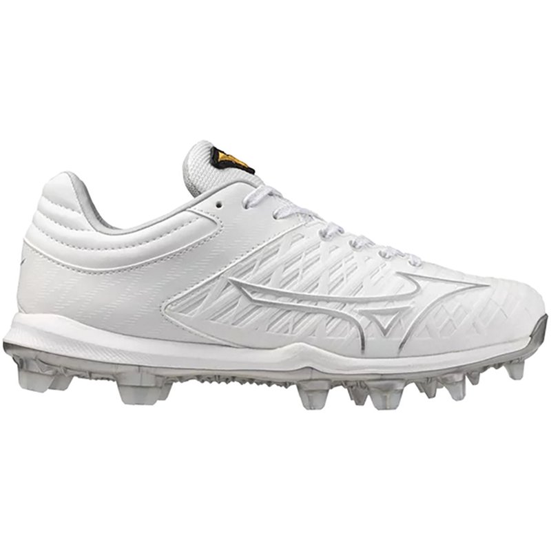 Mizuno Pro FP TPU Softball Cleats, Size 7, White/Silver