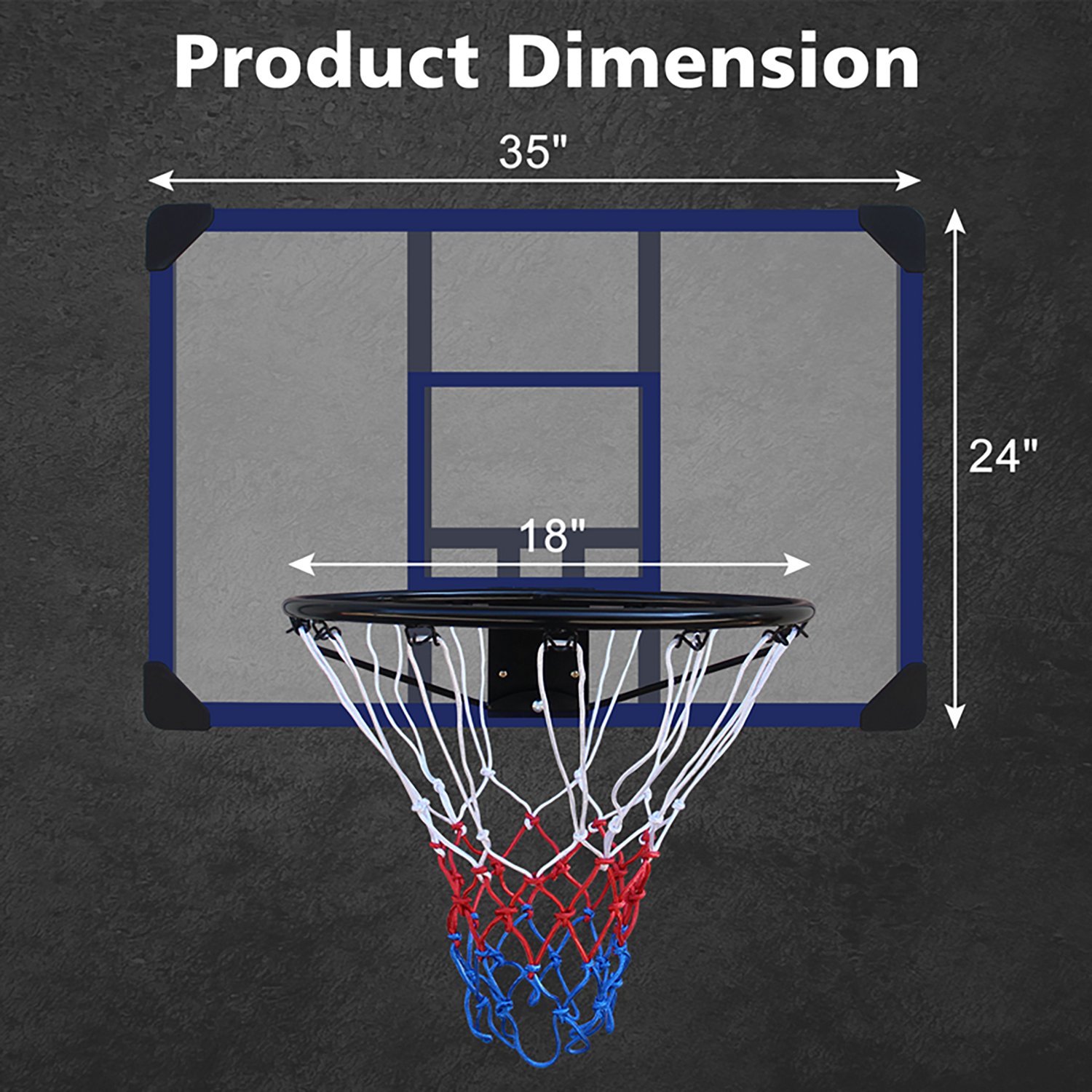 Trustmade 35x24 in Wall Mounted Basketball Hoop with Shatterproof Backboard - view number 2