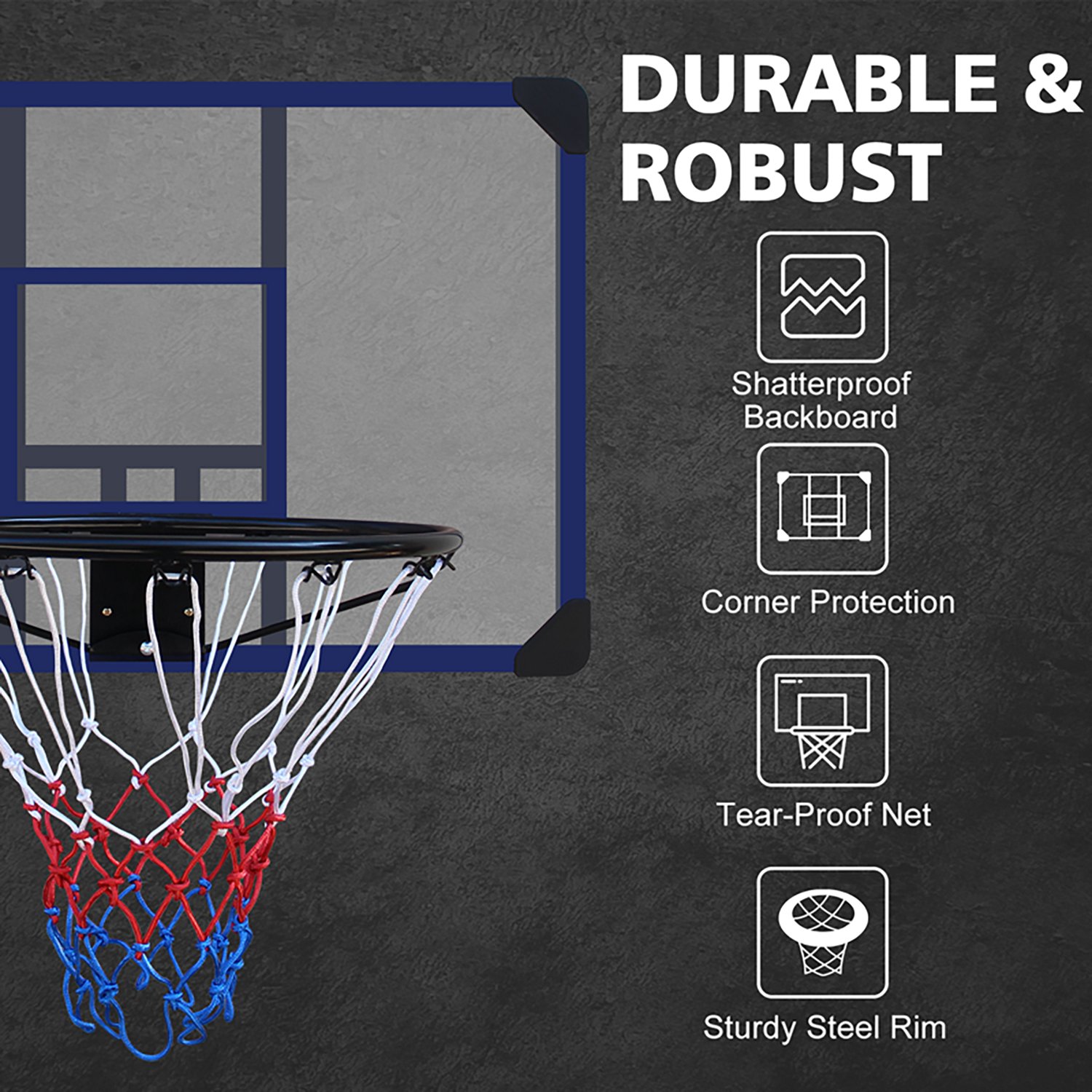 Trustmade 35x24 in Wall Mounted Basketball Hoop with Shatterproof Backboard - view number 3