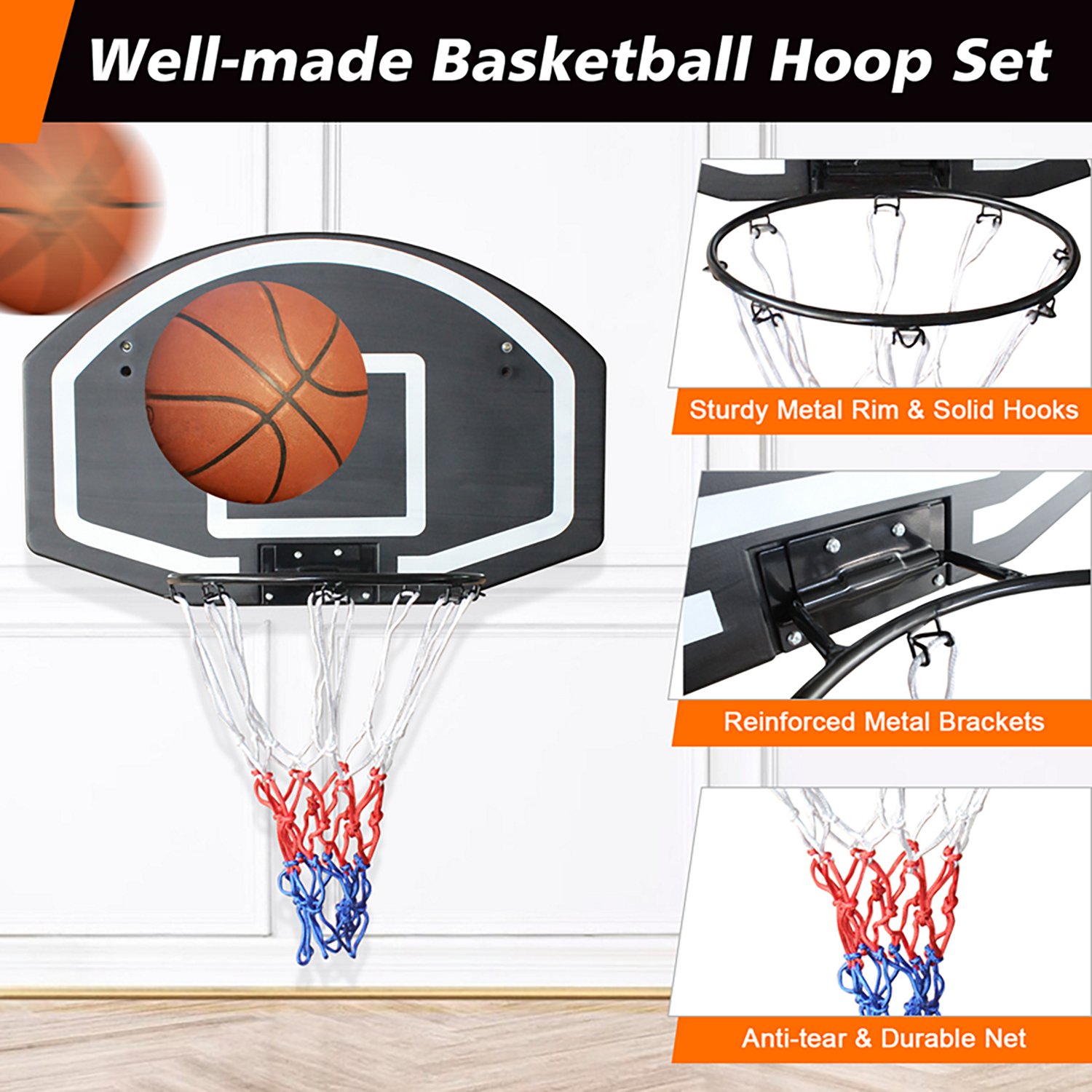 Trustmade 28.5x18 in Wall Mounted Basketball Hoop w/Shatterproof Backboard - view number 4