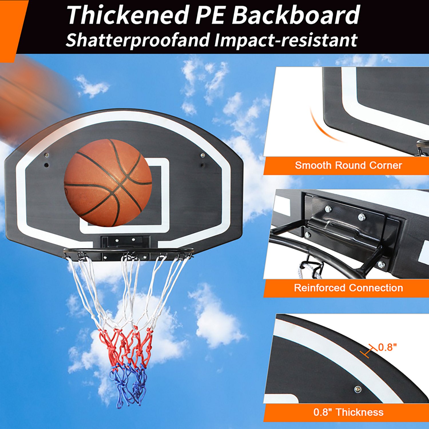 Trustmade 28.5x18 in Wall Mounted Basketball Hoop w/Shatterproof Backboard - view number 7