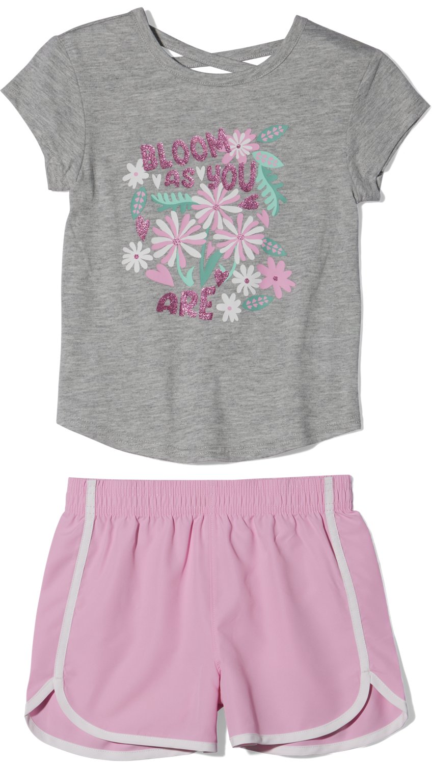 BCG Girls' 4-6X Short-Sleeve Bloom Short Set