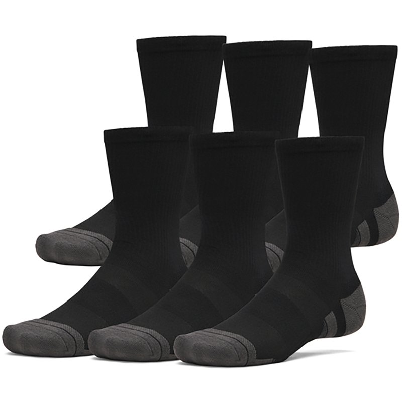 Under Armour Performance Tech - 6 pack - Crew, Men's, Medium, Ultimate Black/Jet Gray