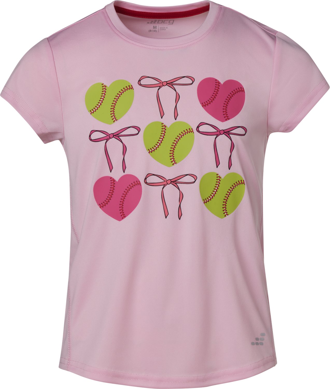 BCG Girls' Turbo Softball Hearts Graphic Short Sleeve T-Shirt