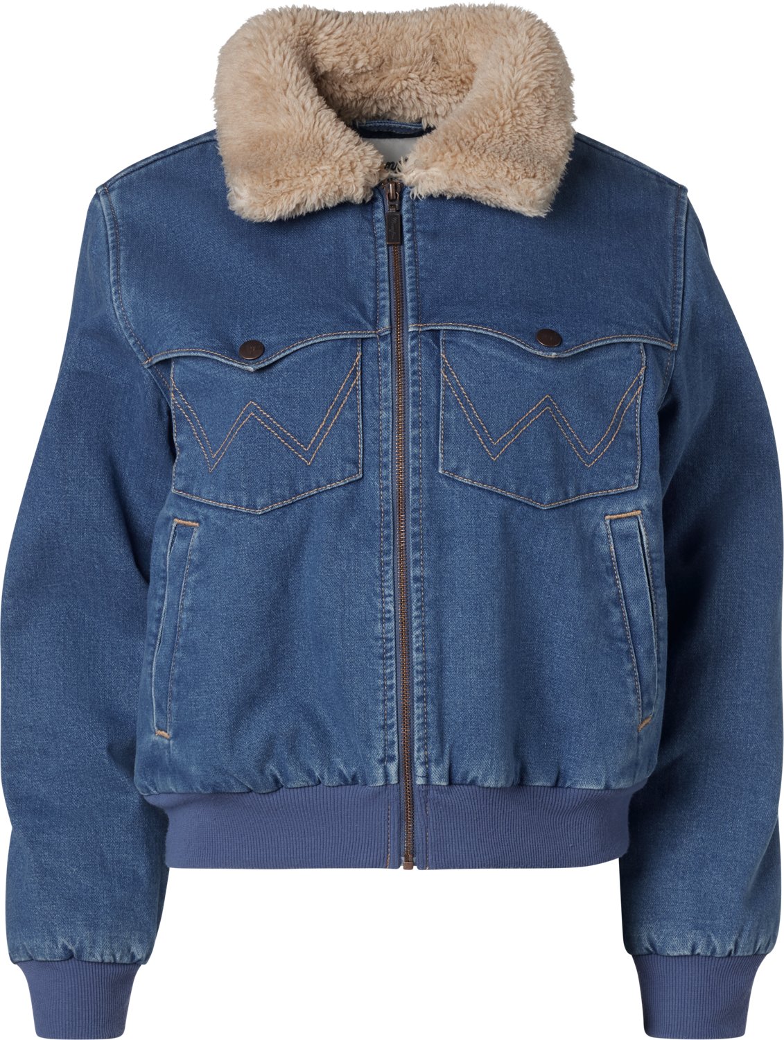 Wrangler Women's Denim Sherpa Lined Bomber Jacket