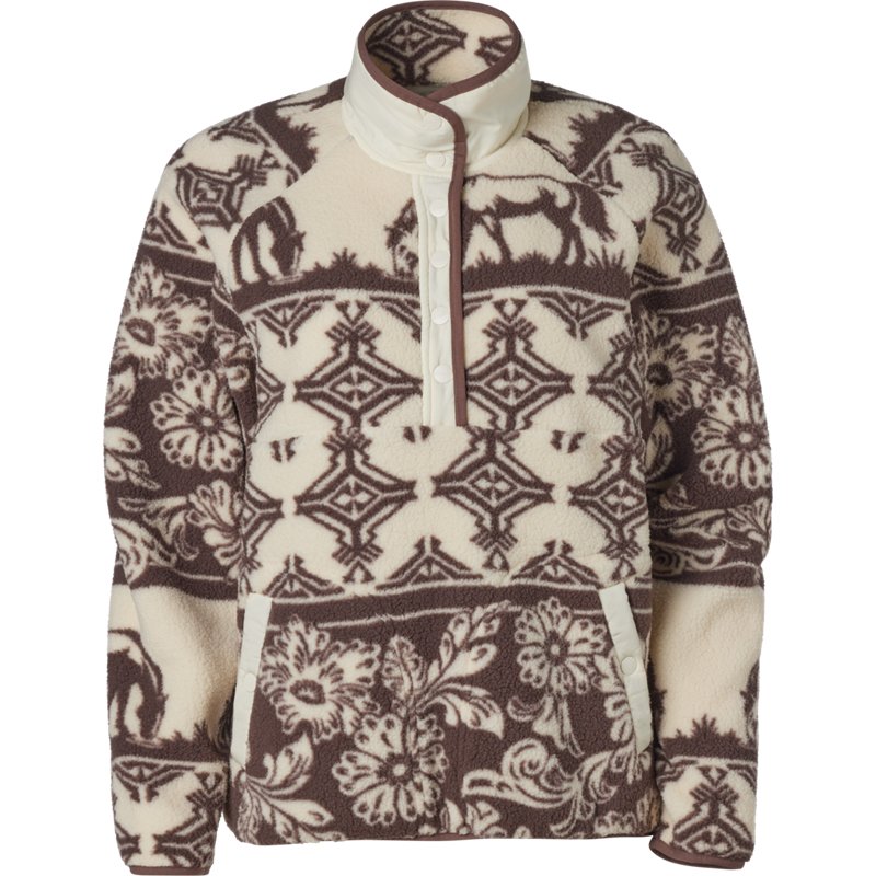 Women's Wrangler Big Sky Sherpa Snap Pullover in Floral Horses