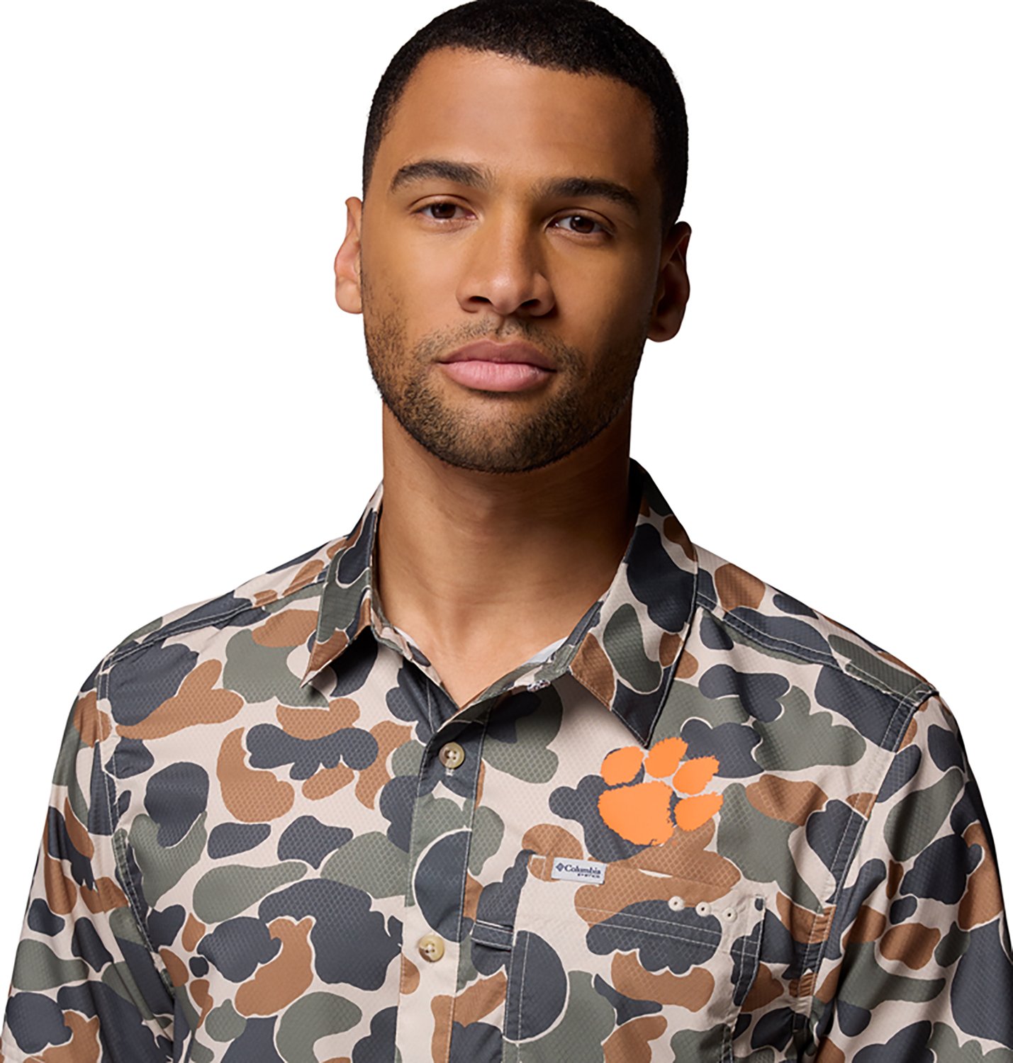 Columbia Sportswear Men's Clemson University Collegiate PFG Super Slack Tide Camo Shirt - view number 4